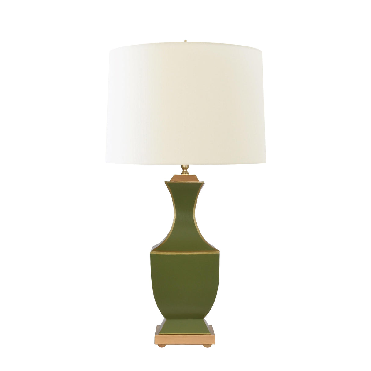 Worlds Away Handpainted Tole Table Lamp In Olive With Gold Detail