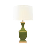 Worlds Away Handpainted Tole Table Lamp In Olive With Gold Detail