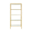 Worlds Away Ball Lined Etagere With Clear Glass Shelves In Gold Leaf