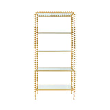 Worlds Away Ball Lined Etagere With Clear Glass Shelves In Gold Leaf