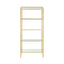 Worlds Away Ball Lined Etagere With Clear Glass Shelves In Gold Leaf