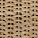 Worlds Away One Drawer Rectangular Side Table With Flared Scalloped Base In Rattan With Glass Top