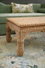 Worlds Away Ming Style Coffee Table In Woven Rattan