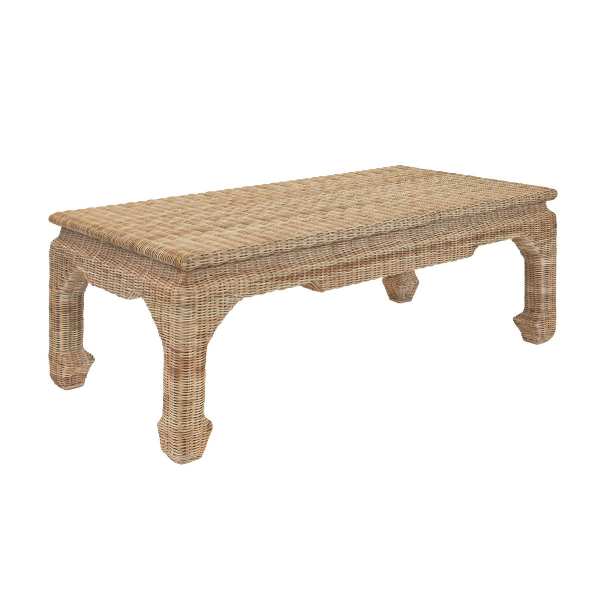 Worlds Away Ming Style Coffee Table In Woven Rattan
