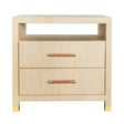 Worlds Away Two Drawer Side Table With Rattan Wrapped Handles In Natural Grasscloth