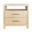 Worlds Away Two Drawer Side Table With Rattan Wrapped Handles In Natural Grasscloth
