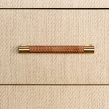 Worlds Away Two Drawer Side Table With Rattan Wrapped Handles In Natural Grasscloth