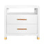 Worlds Away Two Drawer Side Table With Rattan Wrapped Handles In Matte White Lacquer