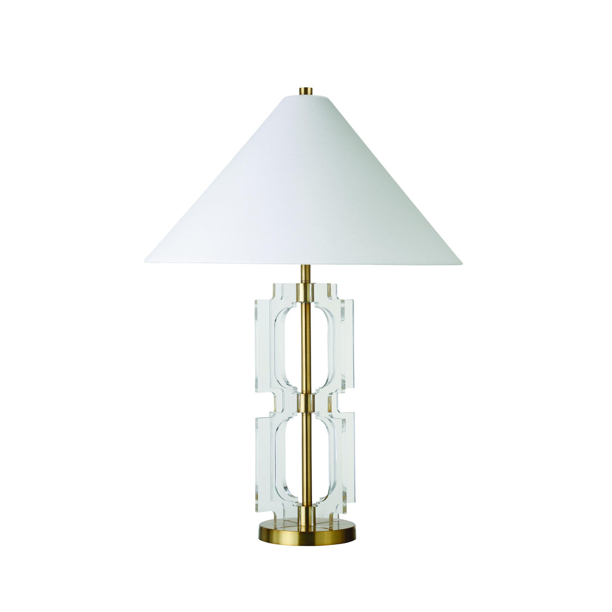 Worlds Away Double Stacked Acrylic Square Table Lamp With Antique Brass Parts