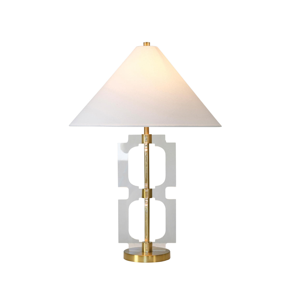 Worlds Away Double Stacked Acrylic Square Table Lamp With Antique Brass Parts
