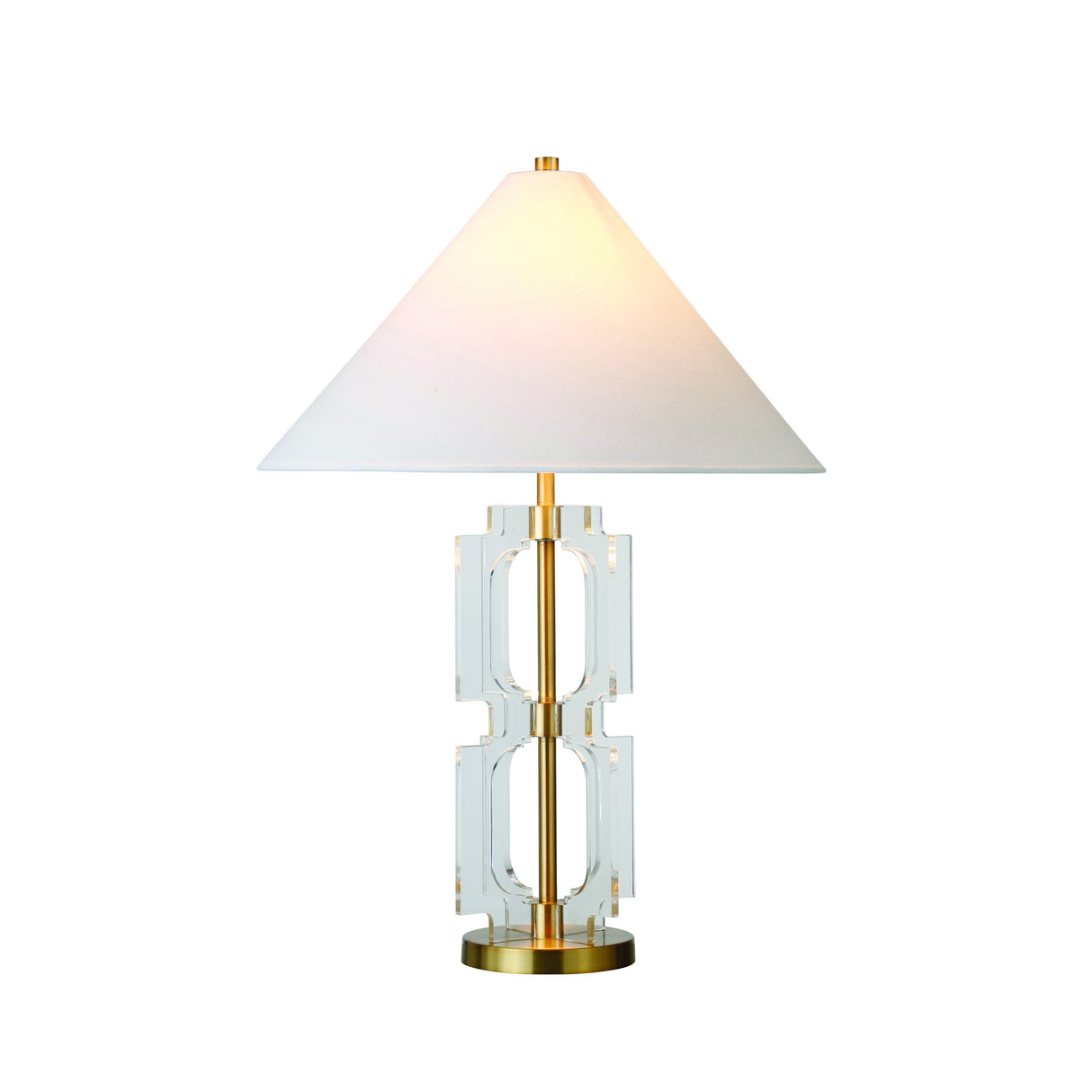 Worlds Away Double Stacked Acrylic Square Table Lamp With Antique Brass Parts