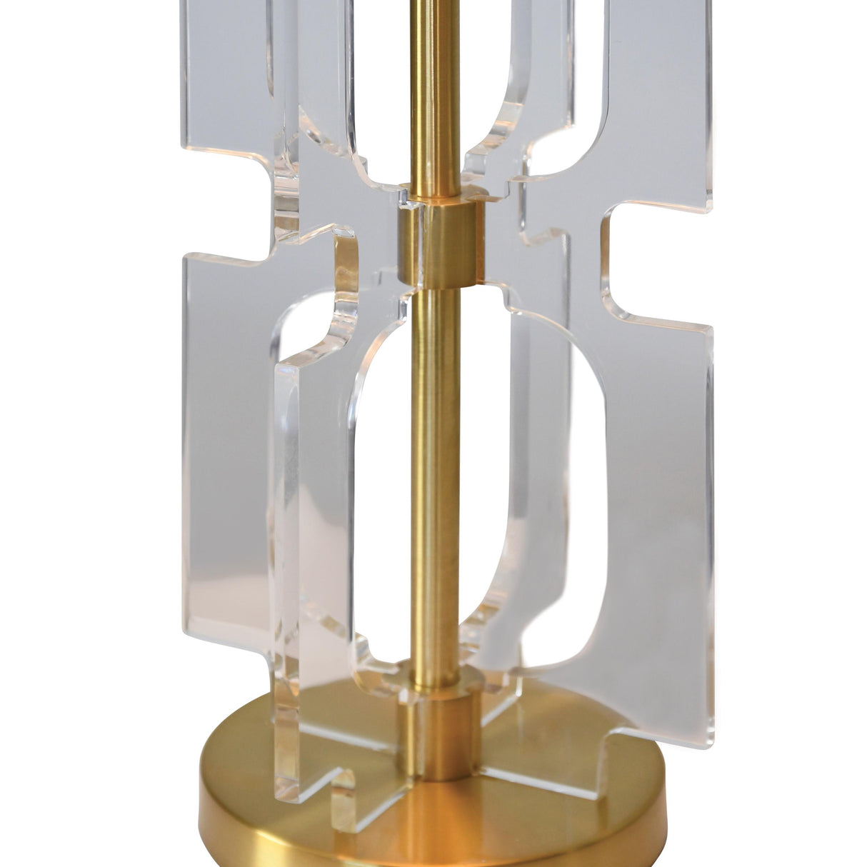 Worlds Away Double Stacked Acrylic Square Table Lamp With Antique Brass Parts
