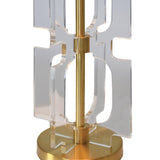 Worlds Away Double Stacked Acrylic Square Table Lamp With Antique Brass Parts