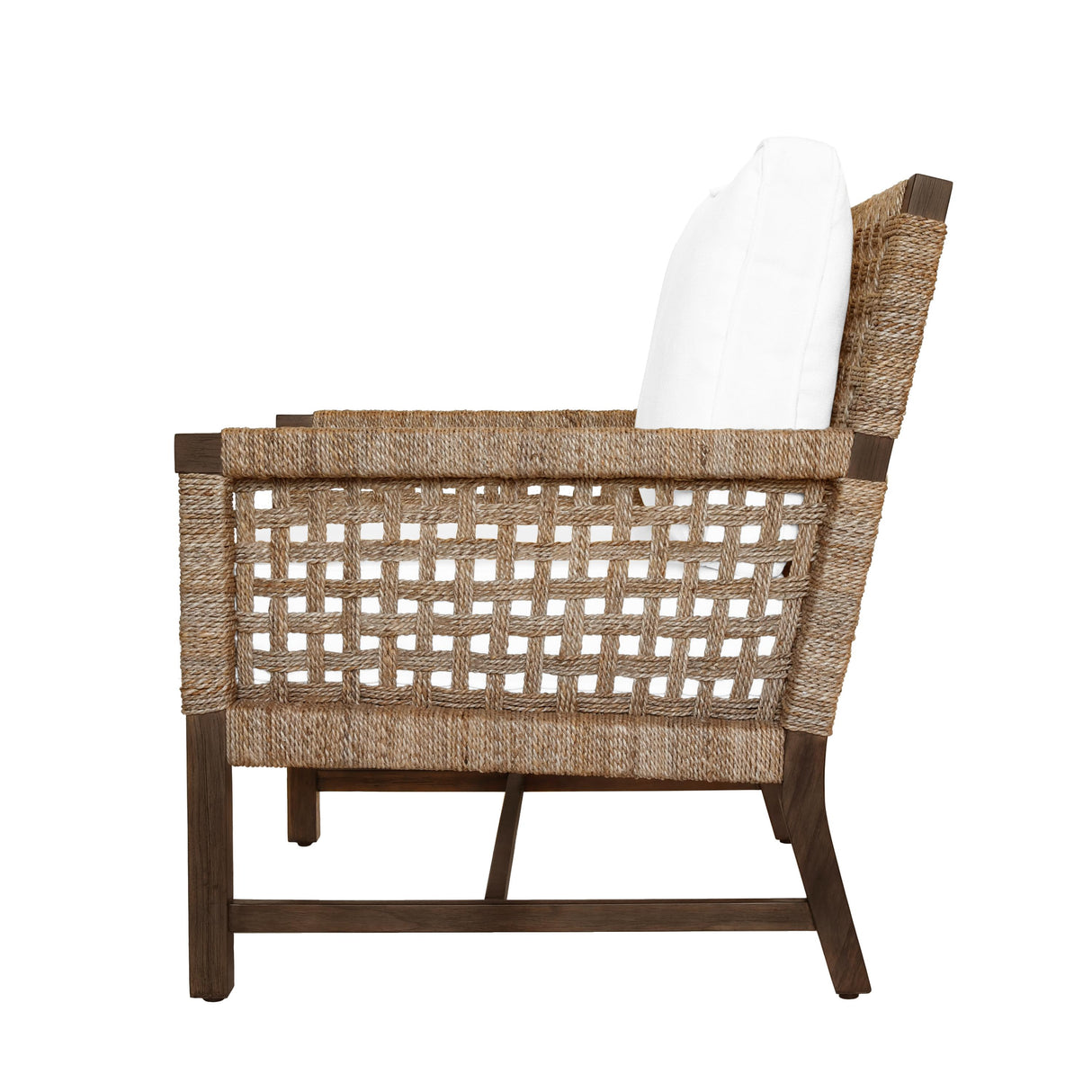 Worlds Away Club Chair With Woven Seagrass Detail And Ivory Linen Cushion