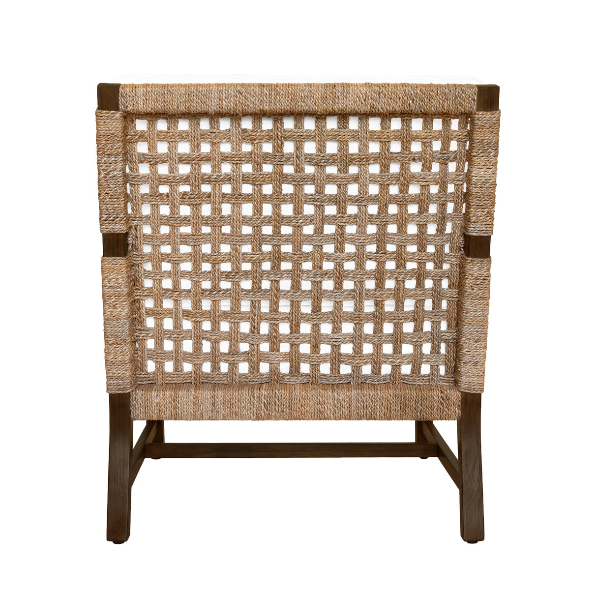 Worlds Away Club Chair With Woven Seagrass Detail And Ivory Linen Cushion
