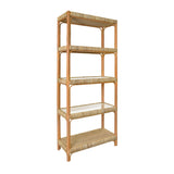 Worlds Away Rattan Etagere With Seagrass Wrapped And Clear Glass Shelves