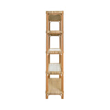Worlds Away Rattan Etagere With Seagrass Wrapped And Clear Glass Shelves