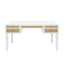 Worlds Away White Matte Lacquer Desk With Grasscloth Drawer With Brass Hardware