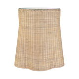 Worlds Away One Drawer Round Side Table With Flared Scalloped Base In Rattan With Glass Top