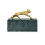 Worlds Away Green Marble Box With Brass Jaguar Handle