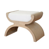 Worlds Away Curved Base Stool With White Linen Cushion In Cerused Oak