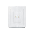 Worlds Away Two Door Dorm Cabinet W. Acrylic Knobs In Wh Lacquer