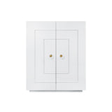 Worlds Away Two Door Dorm Cabinet W. Acrylic Knobs In Wh Lacquer