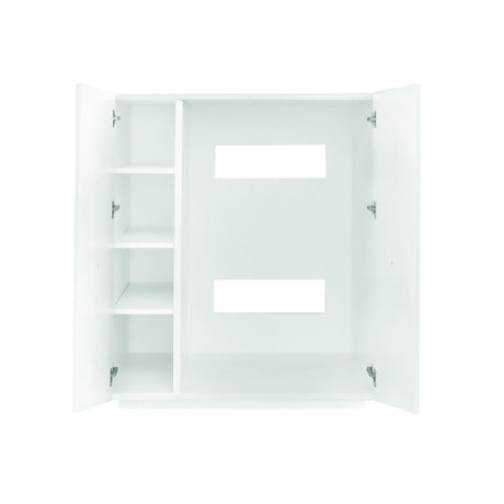 Worlds Away Two Door Dorm Cabinet W. Acrylic Knobs In Wh Lacquer