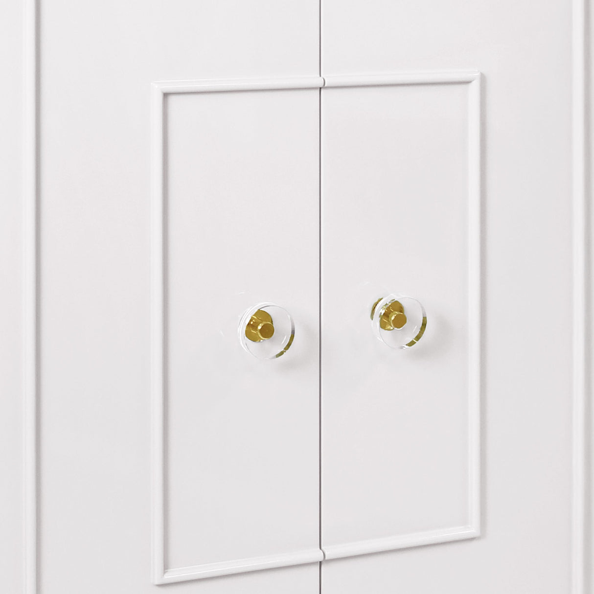 Worlds Away Two Door Dorm Cabinet W. Acrylic Knobs In Wh Lacquer