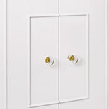 Worlds Away Two Door Dorm Cabinet W. Acrylic Knobs In Wh Lacquer