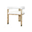 Worlds Away Modern Chair In Burl Wood With White Linen Upholstery