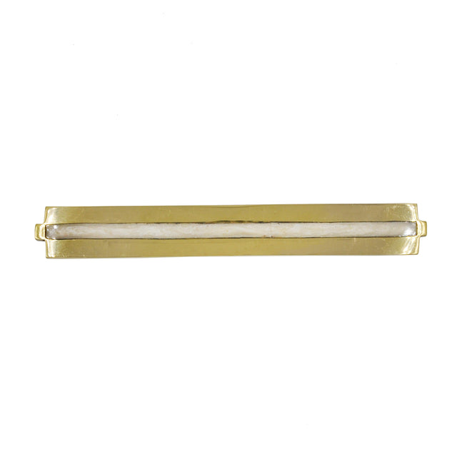 Worlds Away Large Brass Long Handle With Inset Resin In Pearl Cream