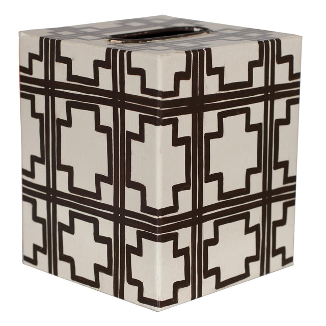 Worlds Away Kleenex Cream W Brn Squares