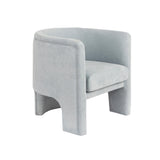 Worlds Away Three Leg Fully Upholstered Barrel Chair In Performance Light Blue Chenille