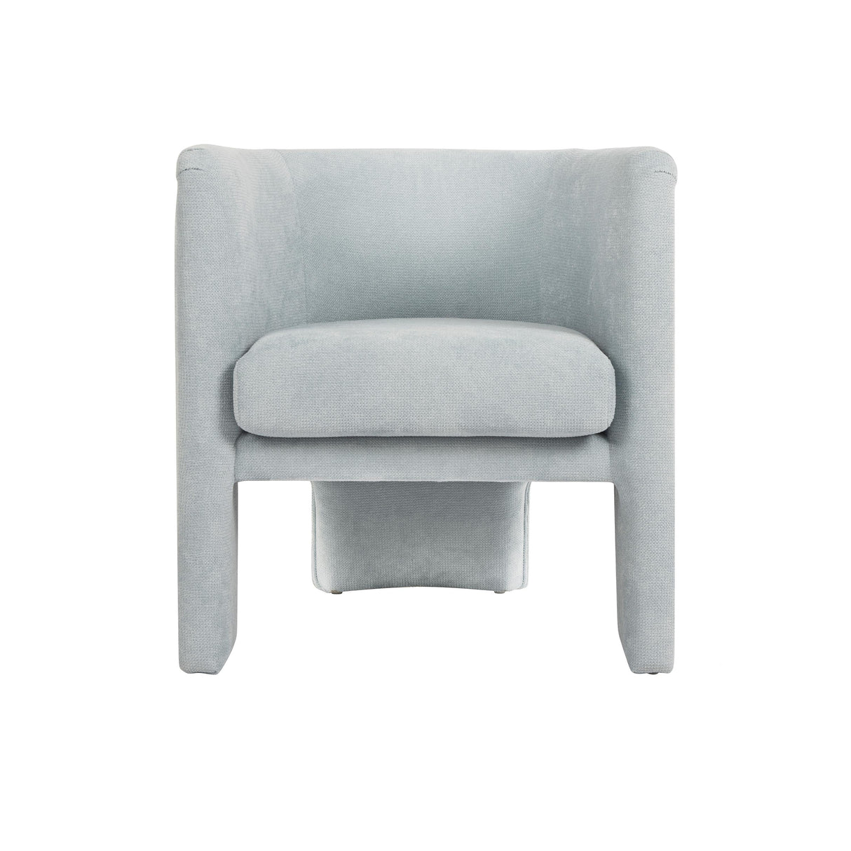 Worlds Away Three Leg Fully Upholstered Barrel Chair In Performance Light Blue Chenille