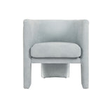 Worlds Away Three Leg Fully Upholstered Barrel Chair In Performance Light Blue Chenille