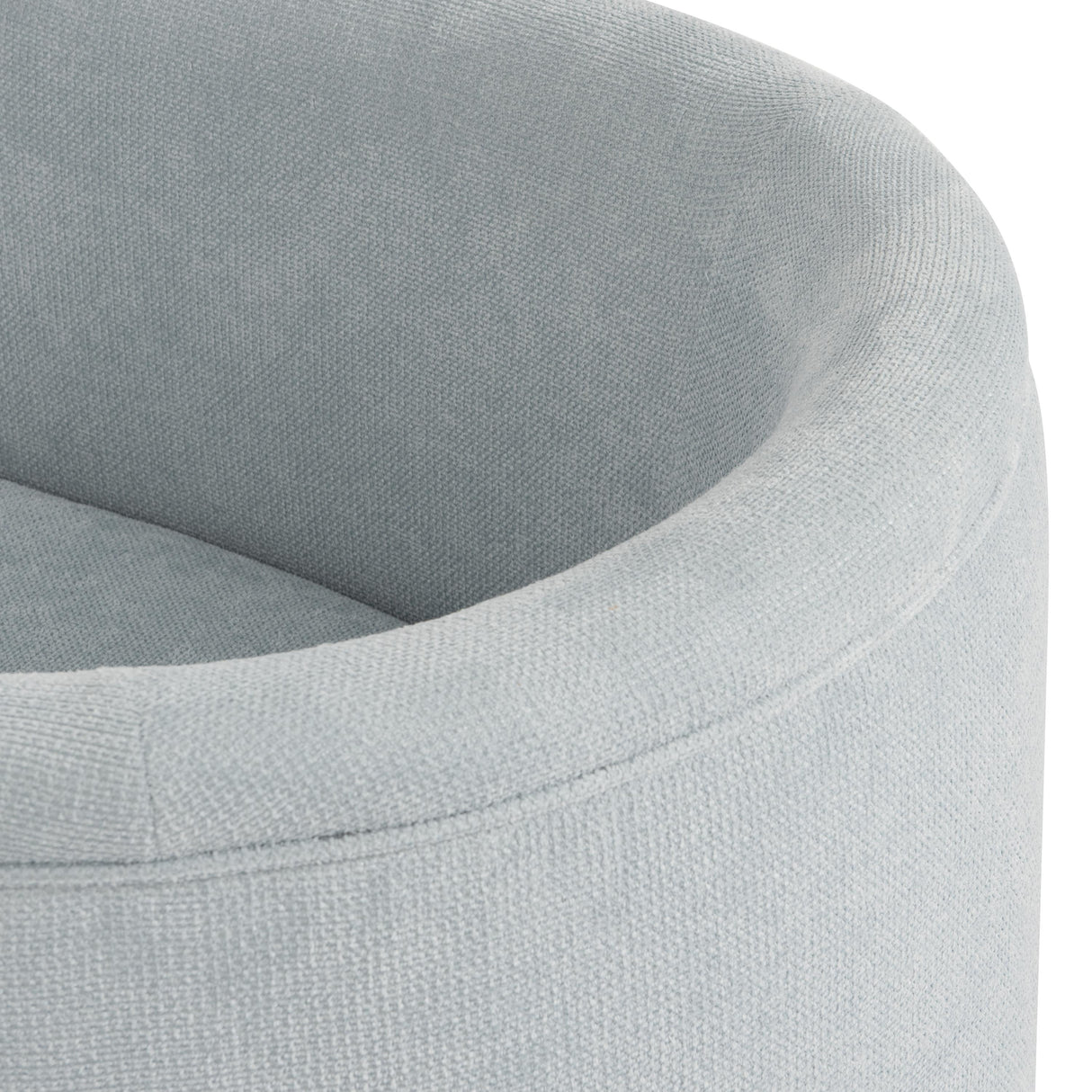 Worlds Away Three Leg Fully Upholstered Barrel Chair In Performance Light Blue Chenille