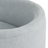Worlds Away Three Leg Fully Upholstered Barrel Chair In Performance Light Blue Chenille