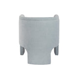 Worlds Away Three Leg Fully Upholstered Barrel Chair In Performance Light Blue Chenille