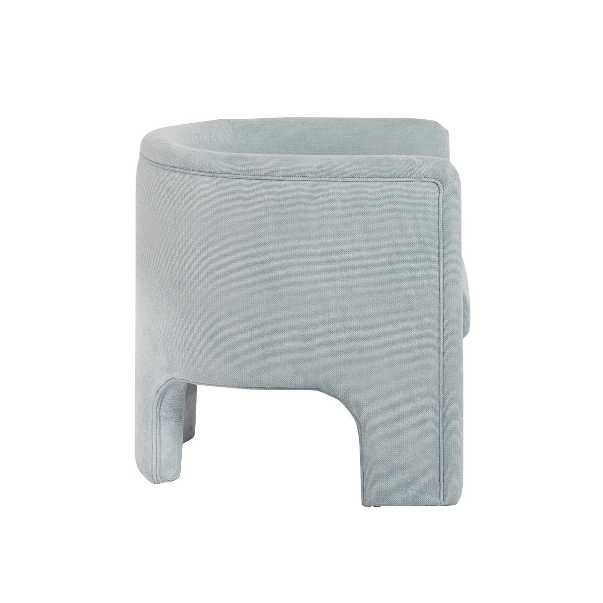 Worlds Away Three Leg Fully Upholstered Barrel Chair In Performance Light Blue Chenille