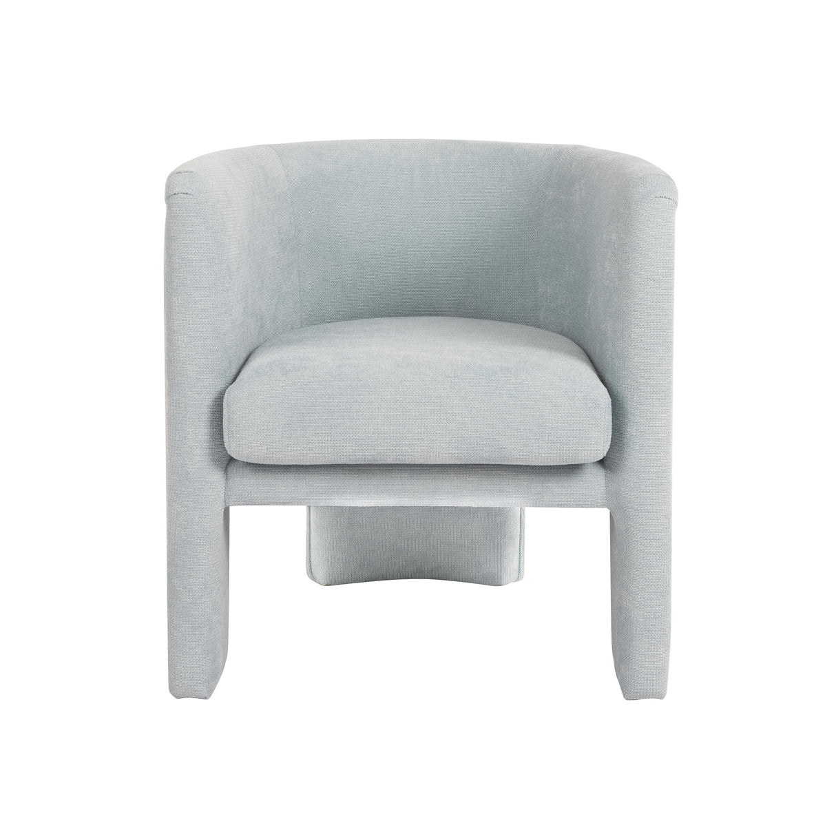 Worlds Away Three Leg Fully Upholstered Barrel Chair In Performance Light Blue Chenille