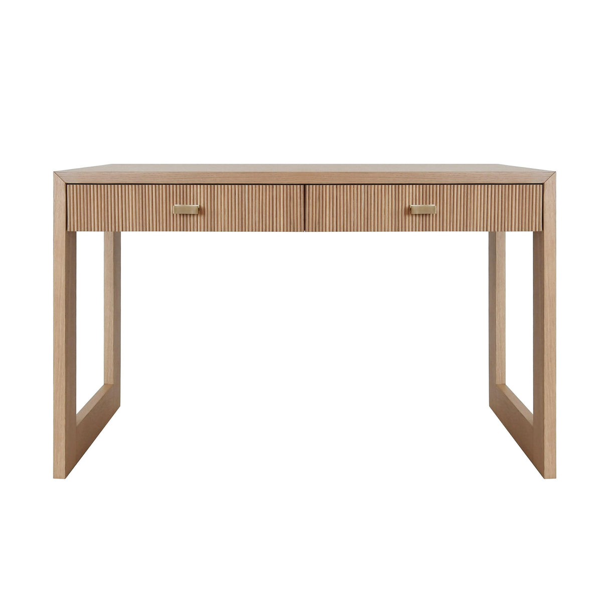 Worlds Away Two Drawer Desk With Fluted Detail In Natural Oak