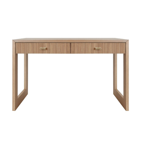 Worlds Away Two Drawer Desk With Fluted Detail In Natural Oak