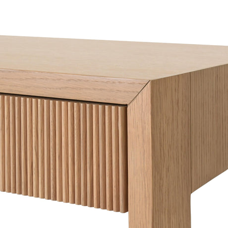 Worlds Away Two Drawer Desk With Fluted Detail In Natural Oak