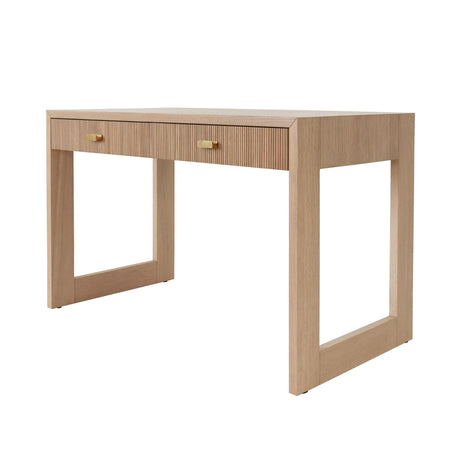 Worlds Away Two Drawer Desk With Fluted Detail In Natural Oak