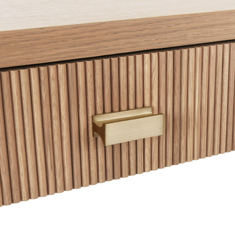 Worlds Away Two Drawer Desk With Fluted Detail In Natural Oak