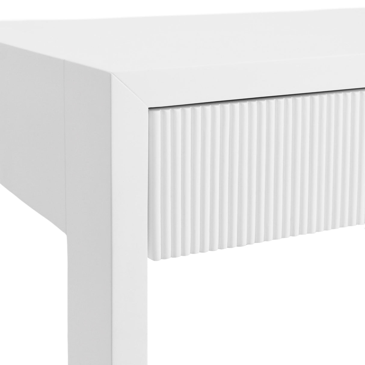 Worlds Away Two Drawer Desk With Fluted Detail In Matte White Lacquer