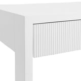 Worlds Away Two Drawer Desk With Fluted Detail In Matte White Lacquer