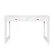 Worlds Away Two Drawer Desk With Fluted Detail In Matte White Lacquer