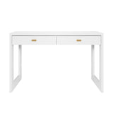 Worlds Away Two Drawer Desk With Fluted Detail In Matte White Lacquer